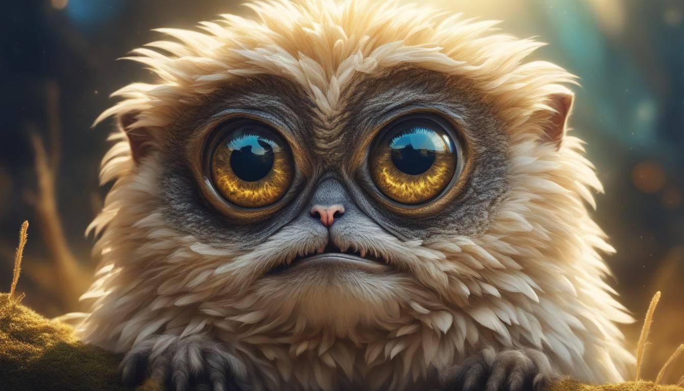 Fluffy Creatures with Big Eyes in Hyperrealism