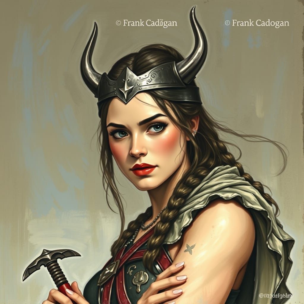 Viking Warrior in Art Nouveau Style