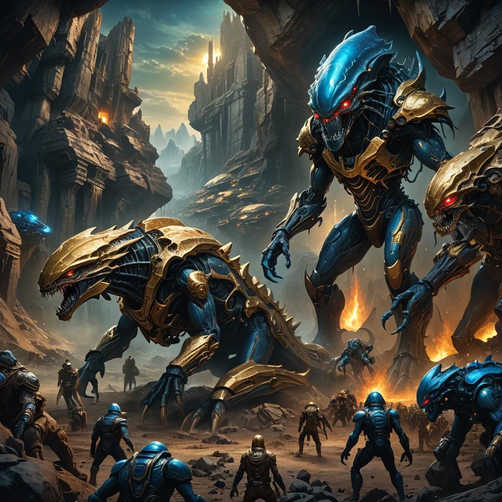 Alien Invasion of Gold Mine: Fantasy Concept Art