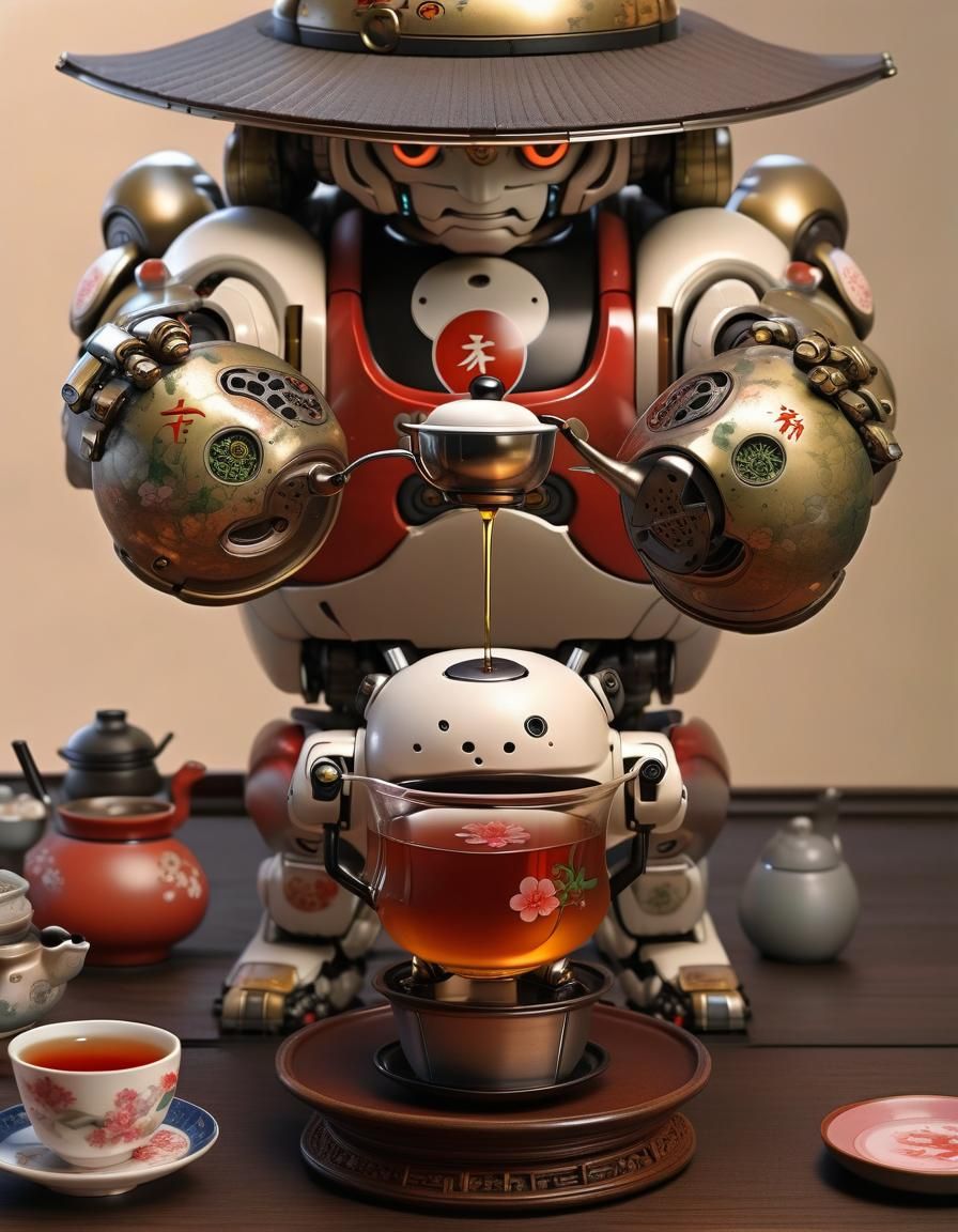 Mighty Atom Mecha Serves Tea in Teahouse