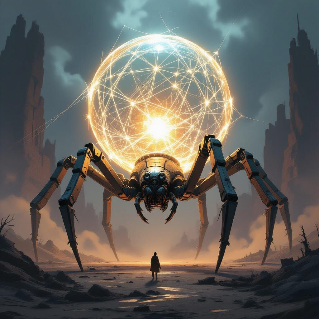 Mechanical Spider Crafts Glowing Silk Orb