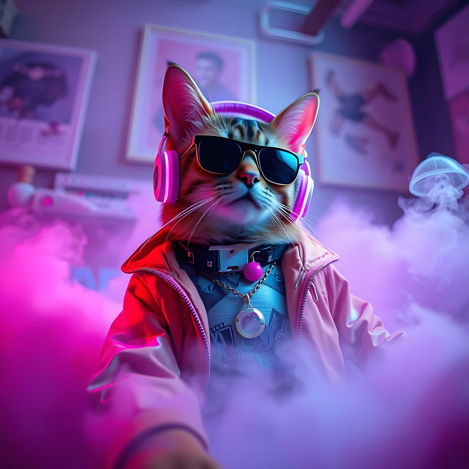 Sultry Feline in Smoky Ambiance