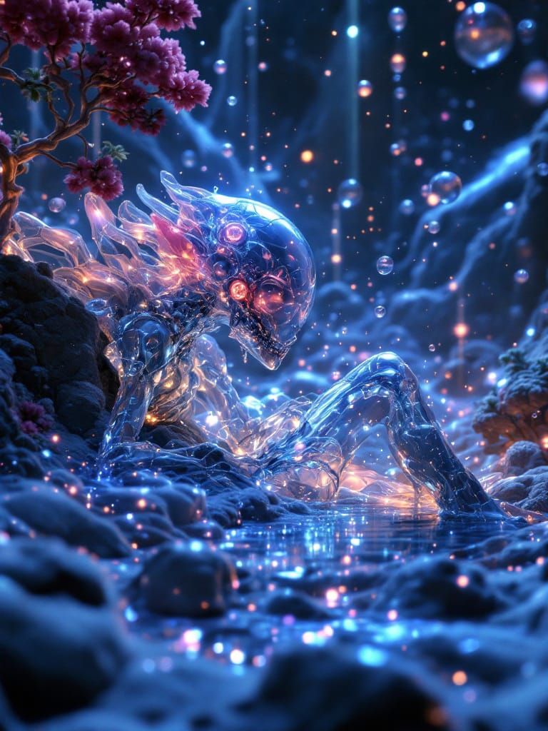 Whimsical Humanoid Figures in Glitchcore Luxury