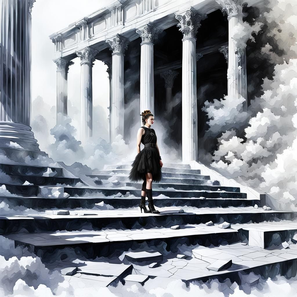 Cybergoth Model in Surreal Art Exhibit