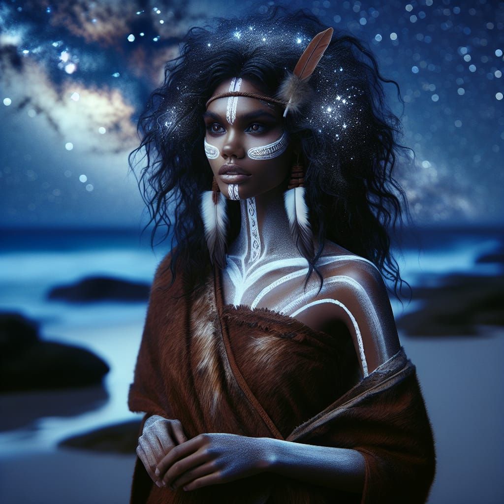 Anjea: Aboriginal Goddess Under Starlit Sky