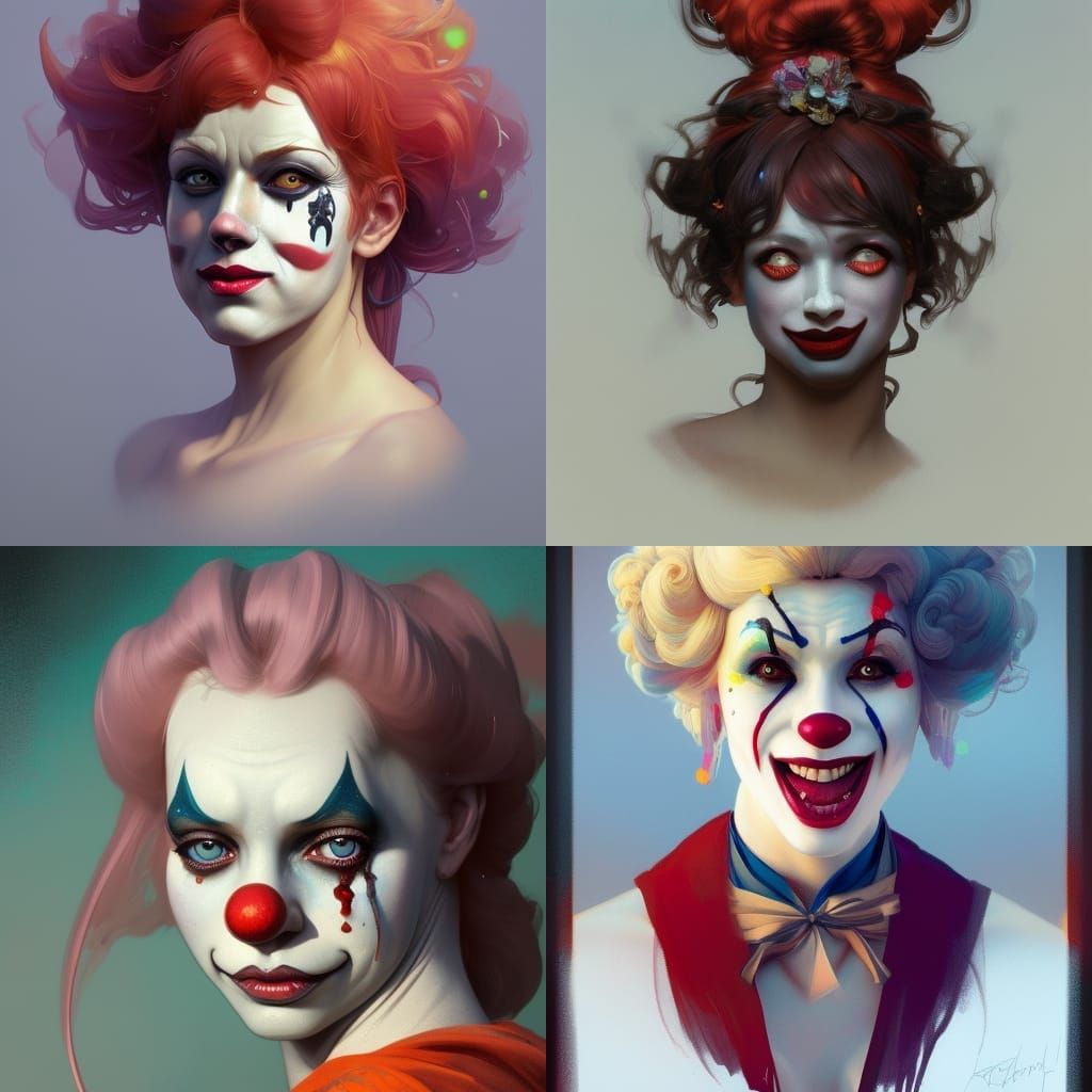 Detailed Portrait of a Female Clown