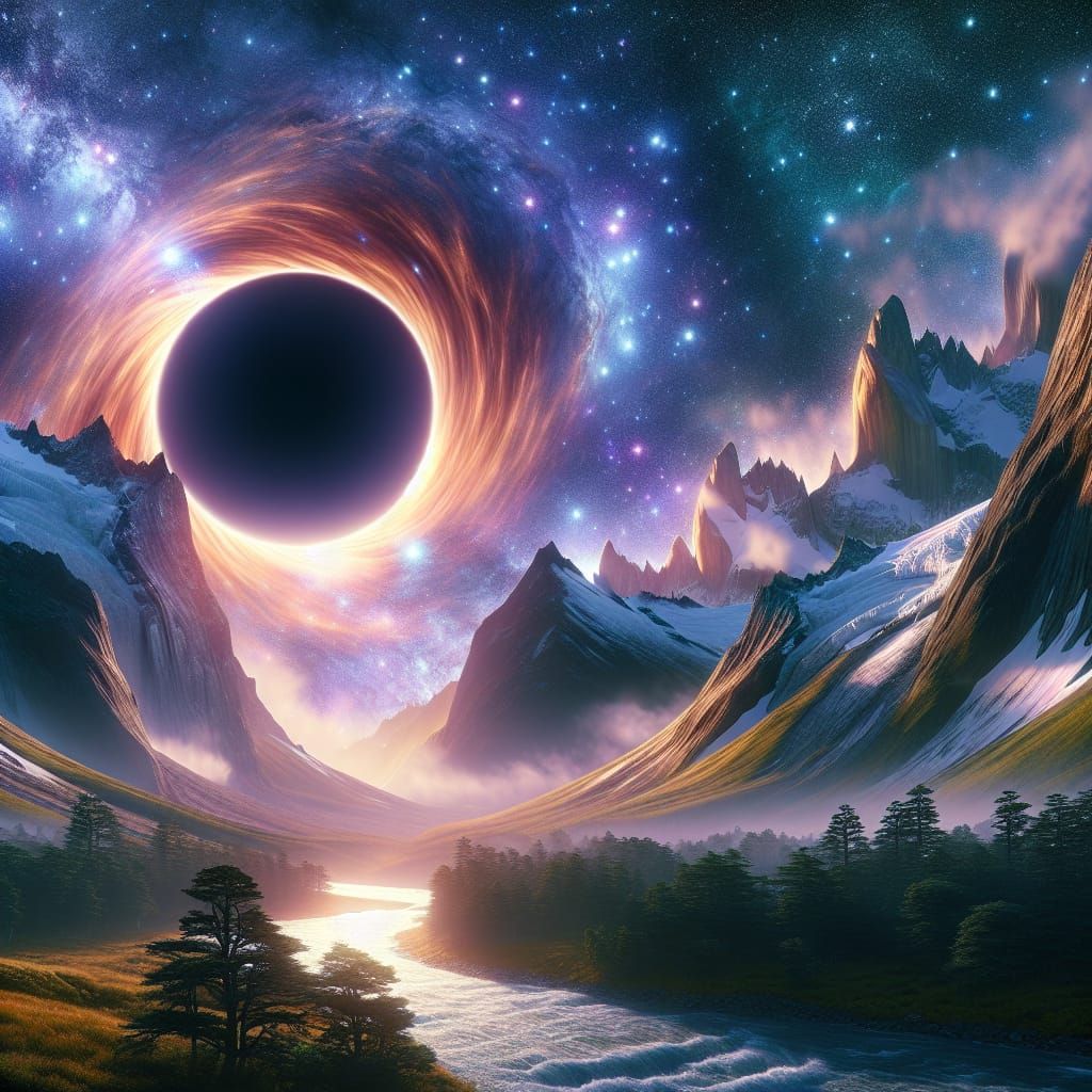 Spectacular Black Hole Above Icy Mountains