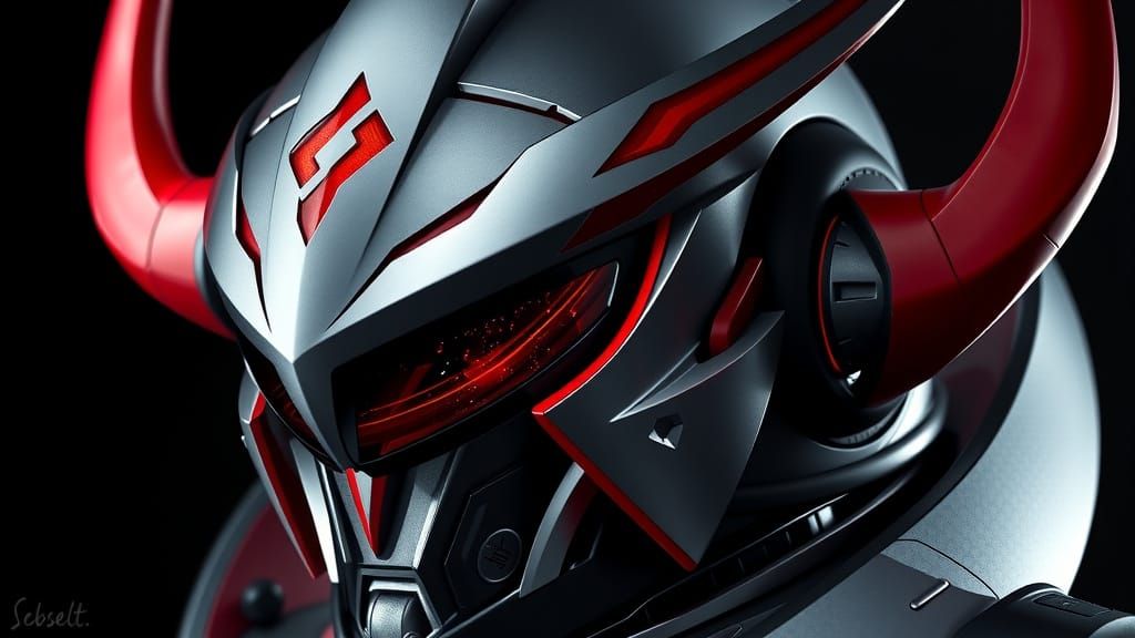 Actarus's Modernized Helmet with Sleek Red Horns