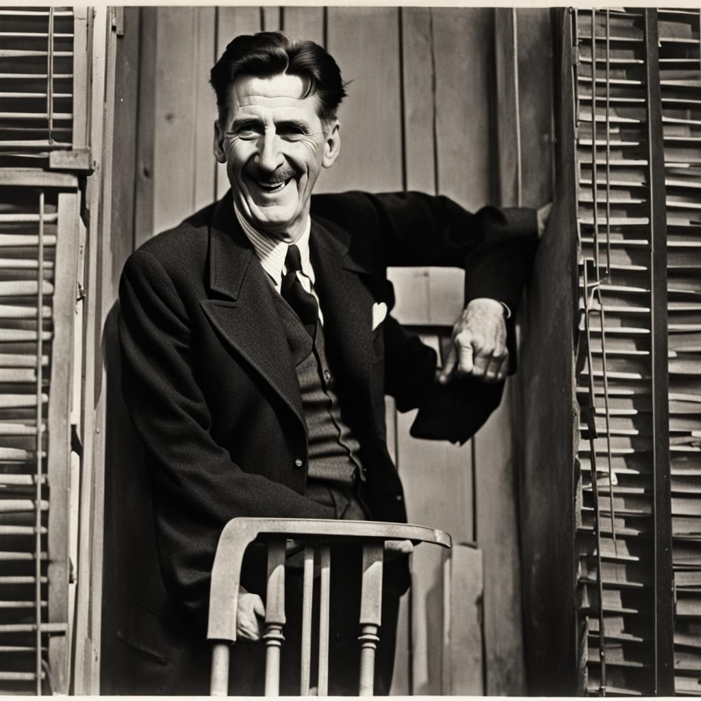 Orwellian Laughter: A Satirical AI Portrait