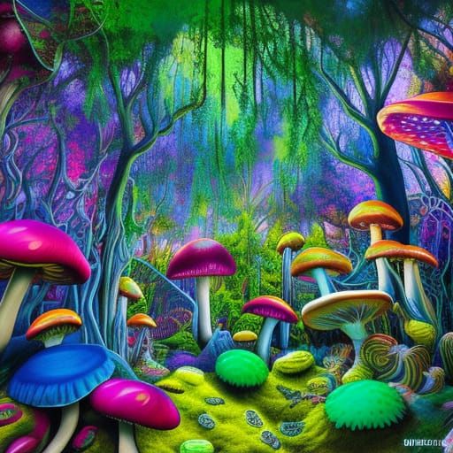 Psychadelic Mushroom Forest