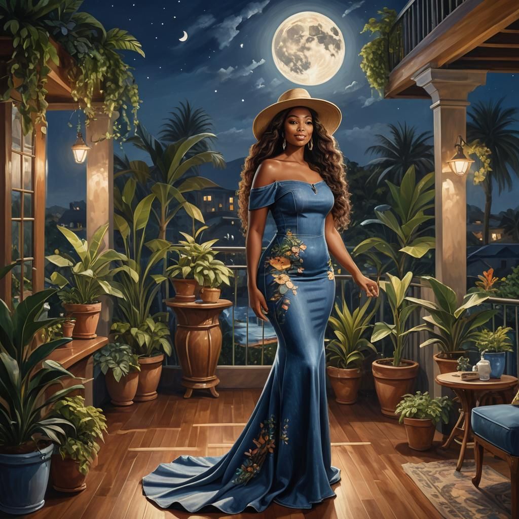 Elegant African American Woman in Art Nouveau Style