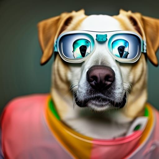 fat dog with x-ray goggles on