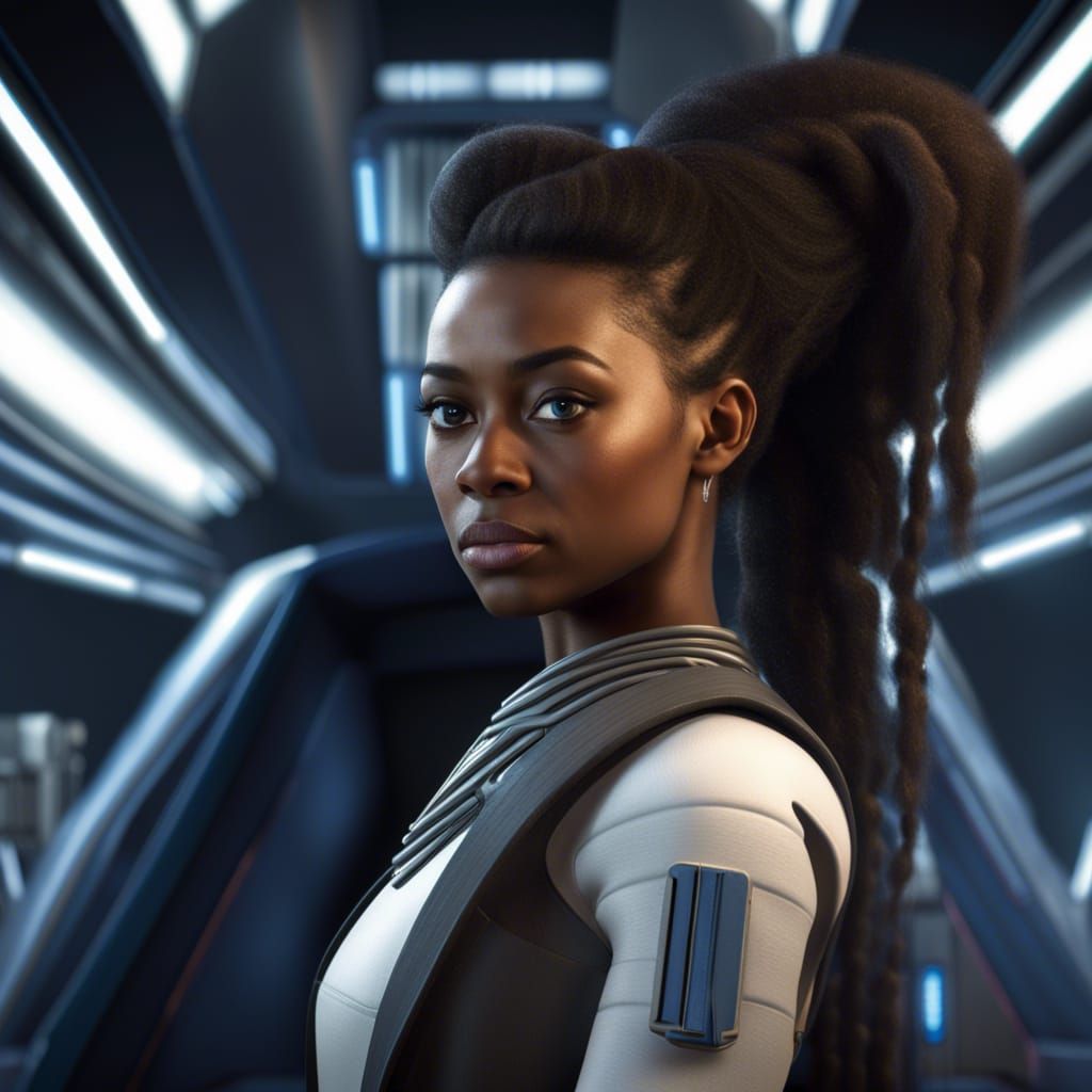 Black Woman Aboard Star Wars Starship