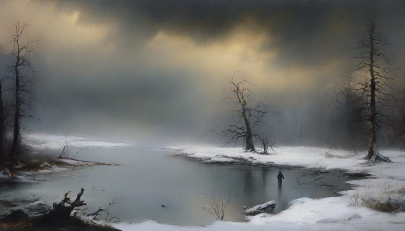 Eerie Landscape Painting in Caspar David Friedrich Style