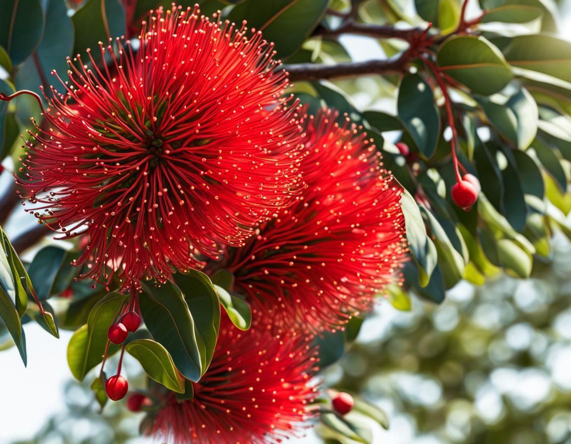 Pohutukawa Tree Blossoms