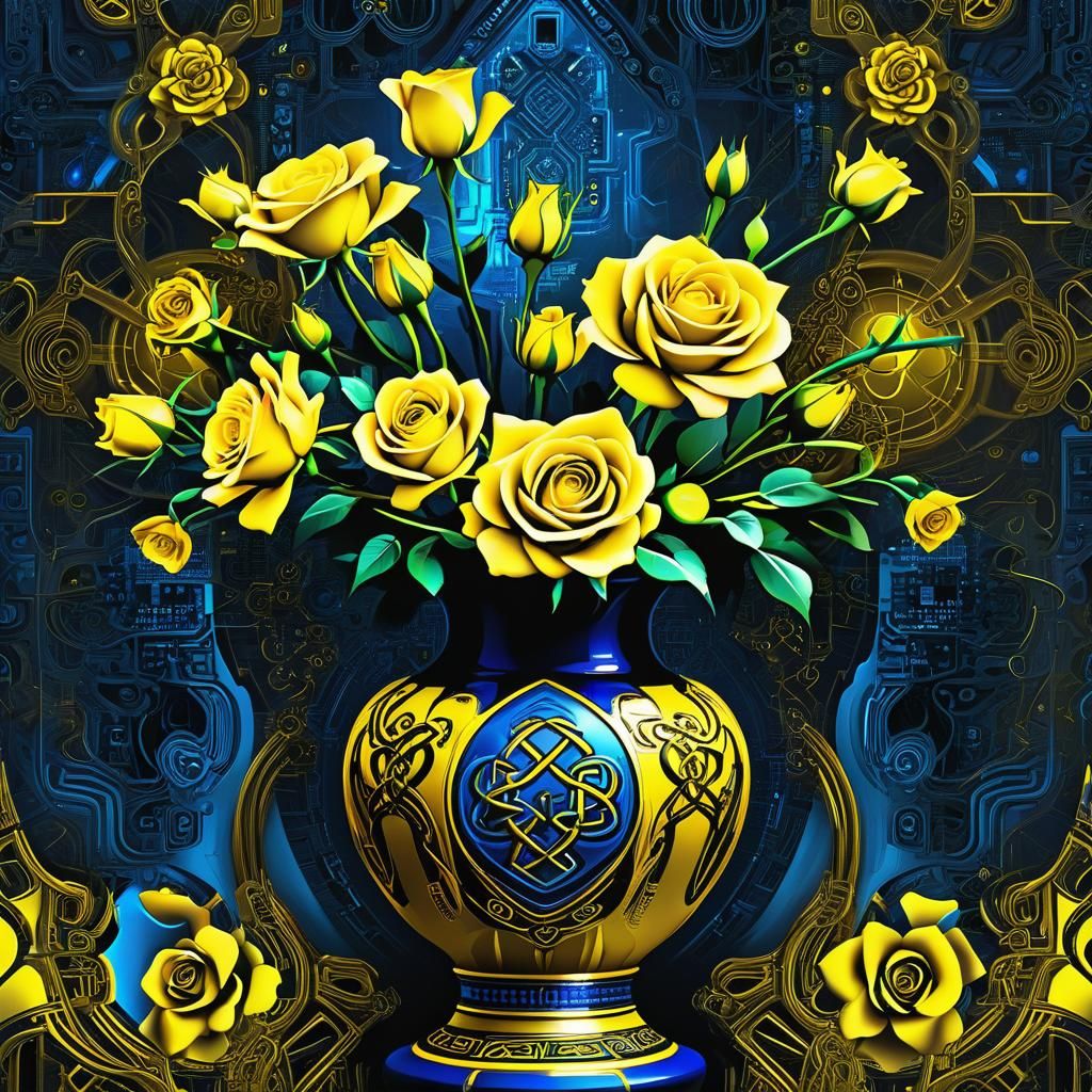 Abstract Digital Art: Celtic Knots and Circuitry