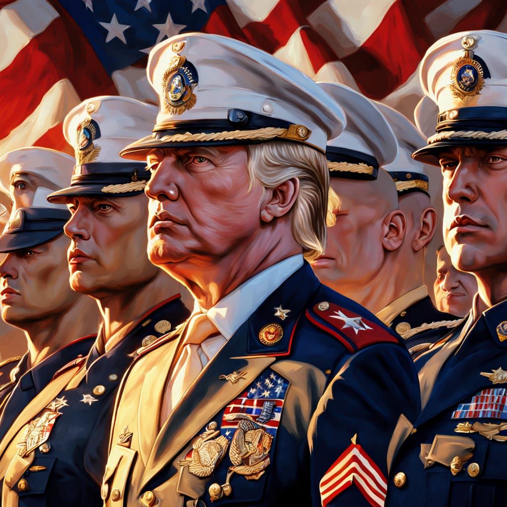 President Trump with Marines: Patriotic Realism