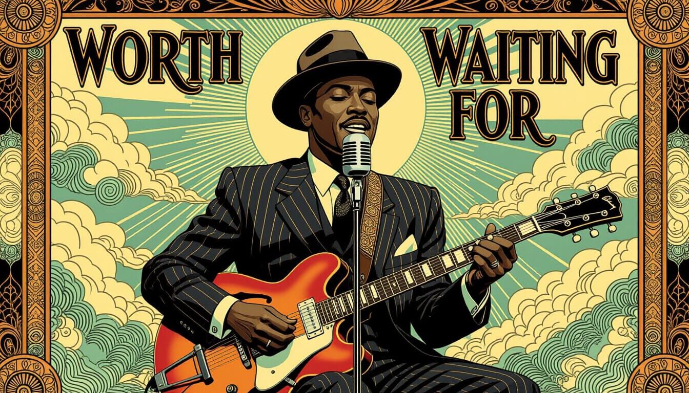 Blues Singer Performing Under Art Deco Signage