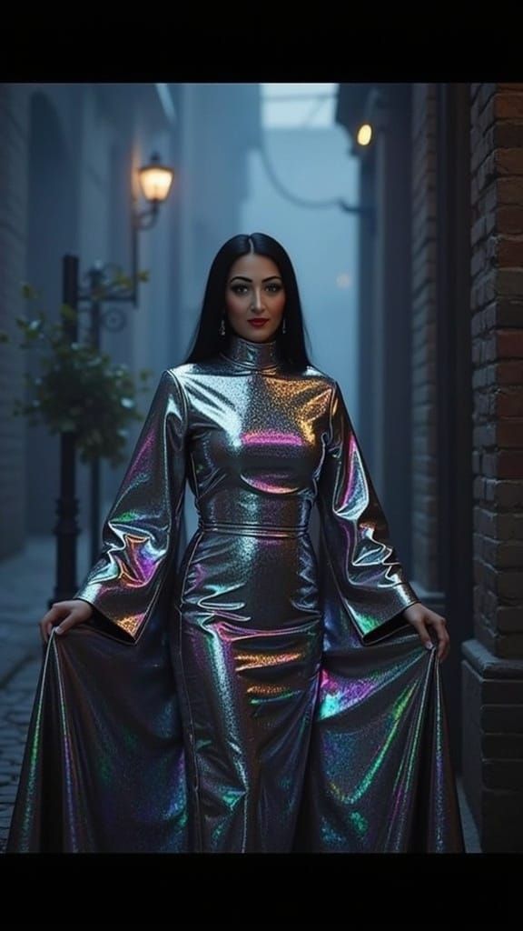 Chrome Bodycon Dress with Silver Metallic Effects