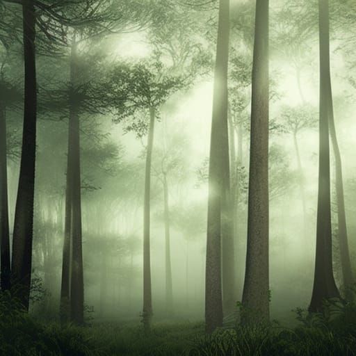 Atmospheric Forest Fog Digital Matte Painting