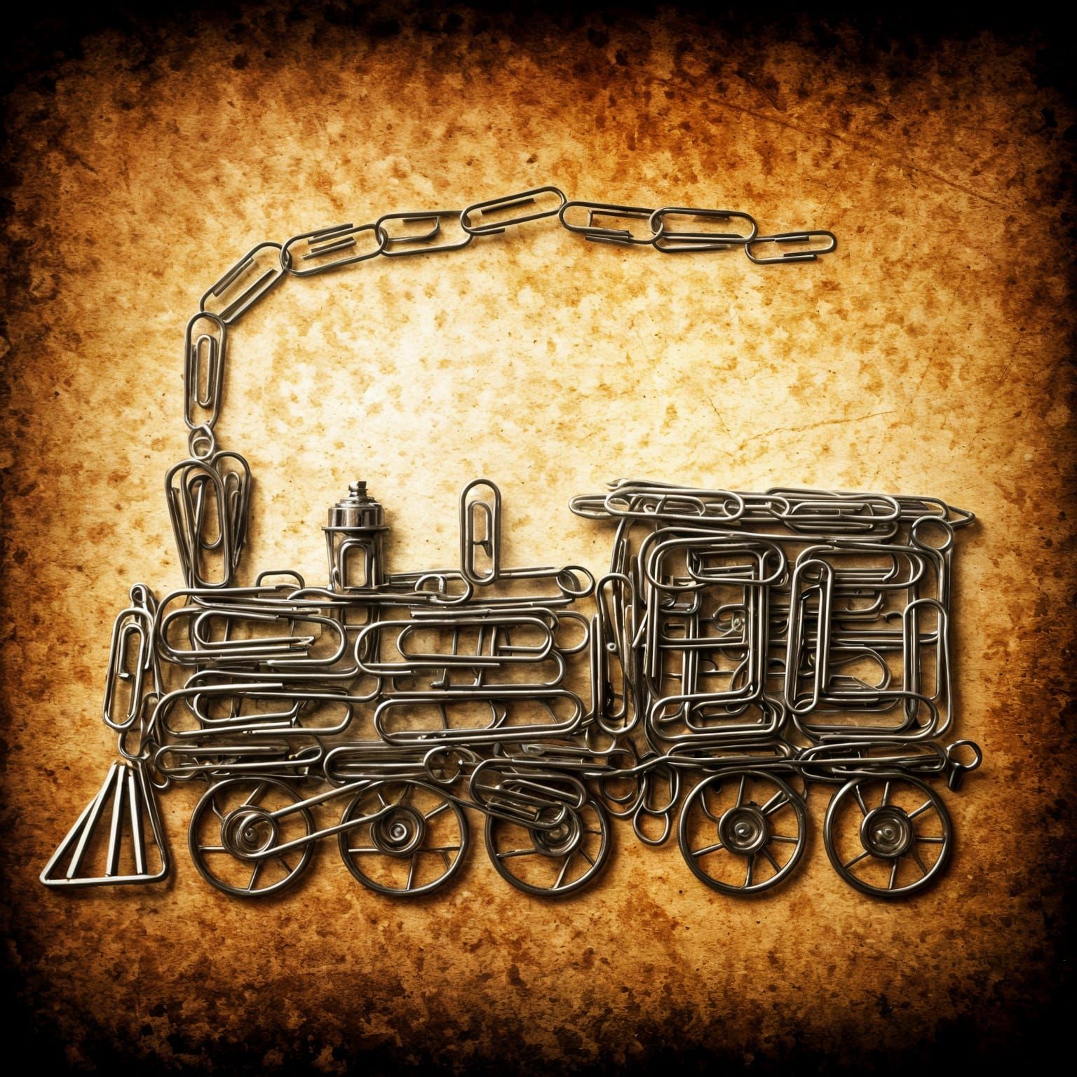 Steam Train Sculpture in Metallic Art