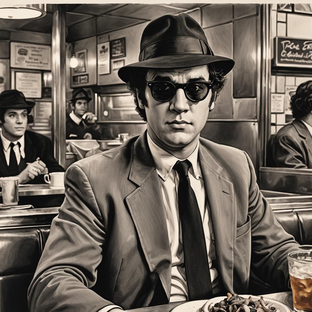 Jake Blues Portrait in a Diner