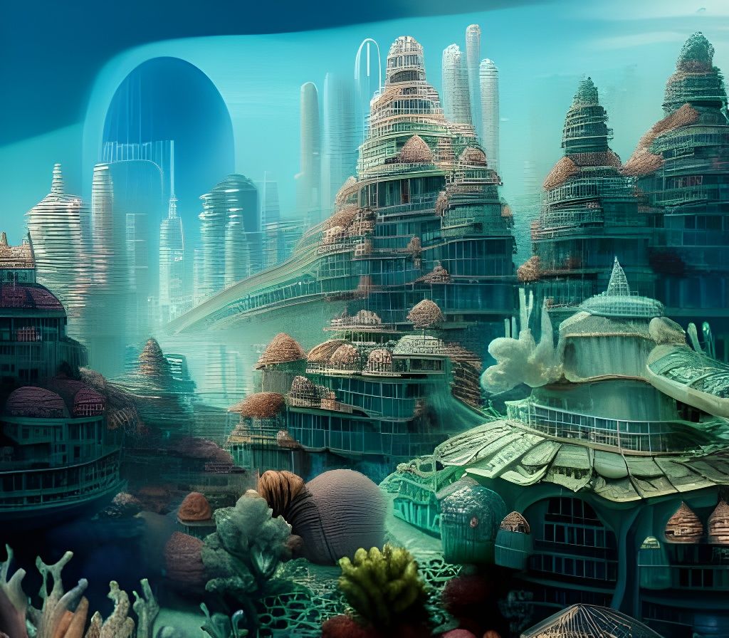Iridescent Coral City: Underwater Matte Painting