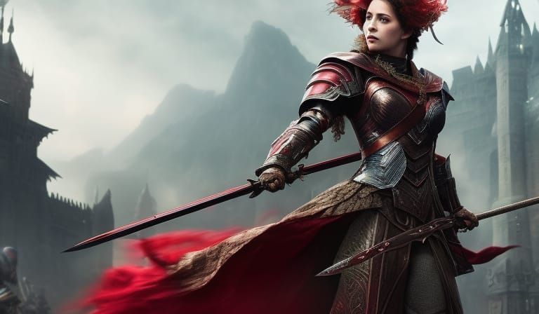 Fantasy Witch Queen and Weary Knight Encounter