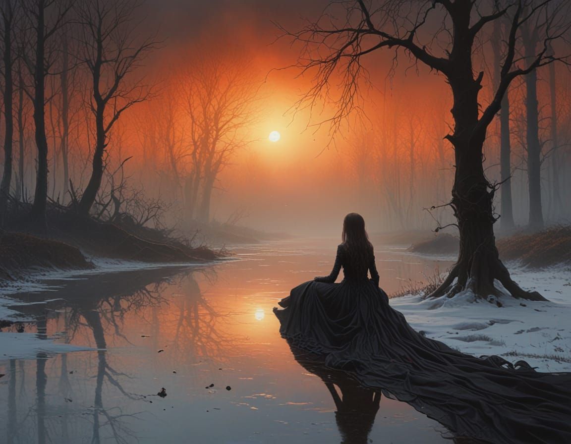 Ethereal Woman in Mystical Fog