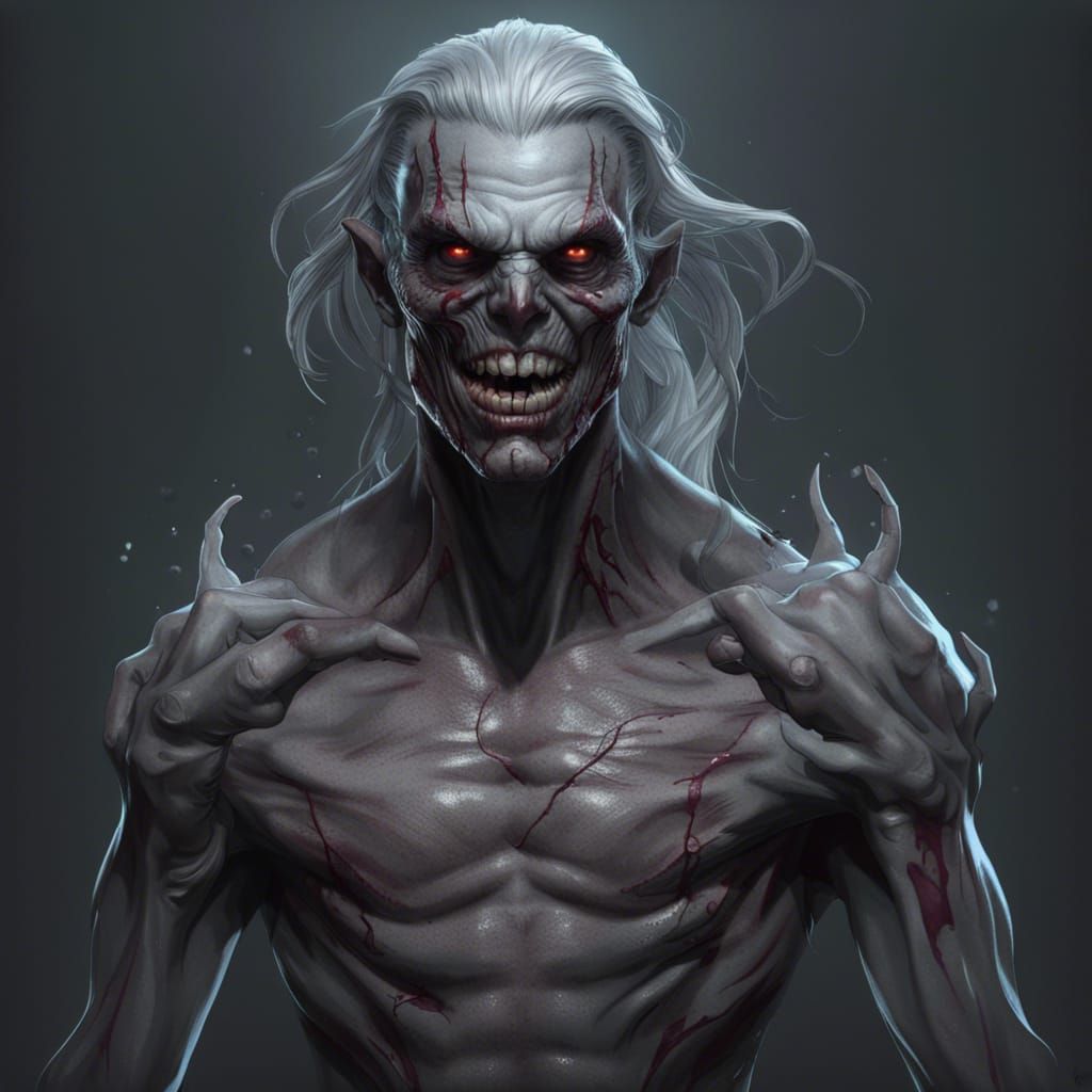 Realistic Undead Ghoul Portrait in Hyperdetailed Style