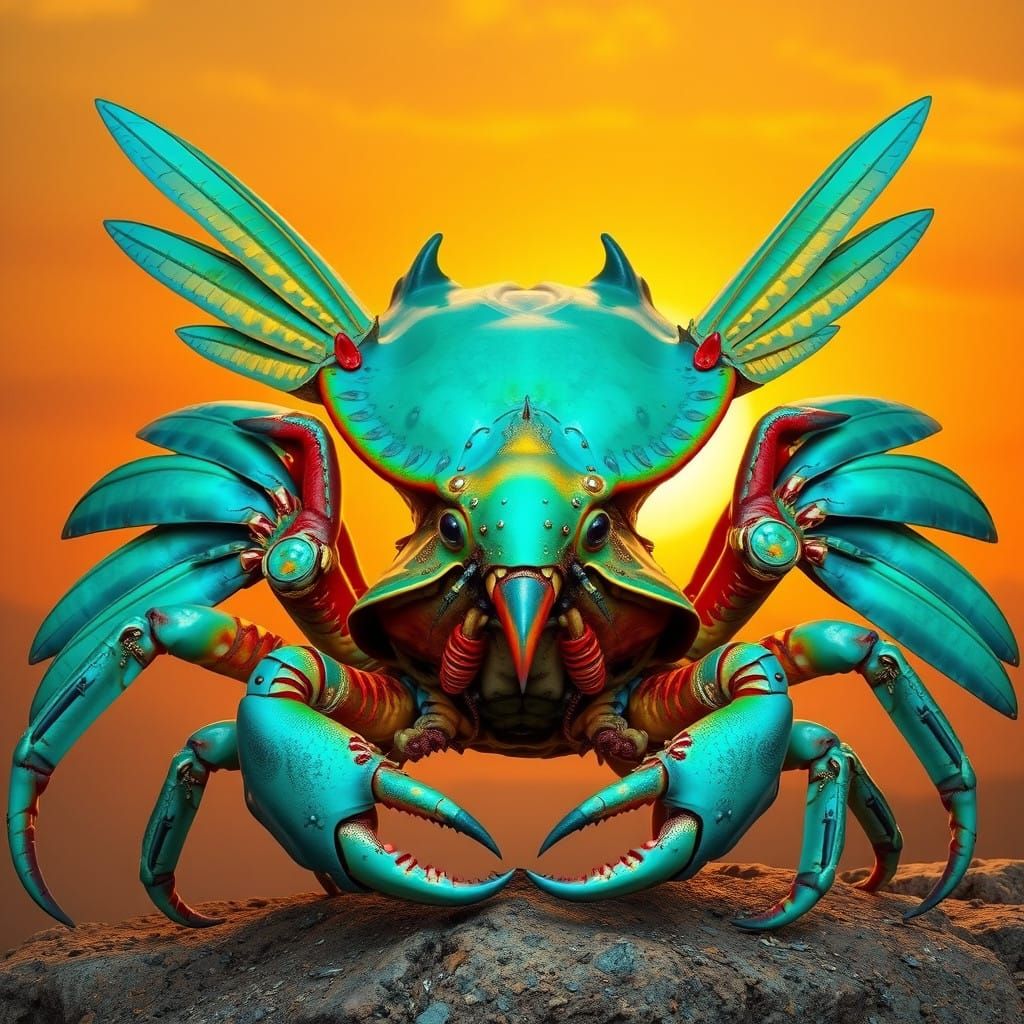 Surreal Tropical Beast Rises from the Depths with Iridescent...