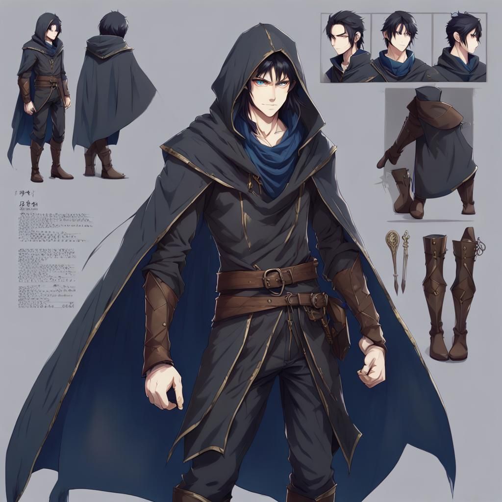 Anime Style Half-Elf Warrior in Dark Armor