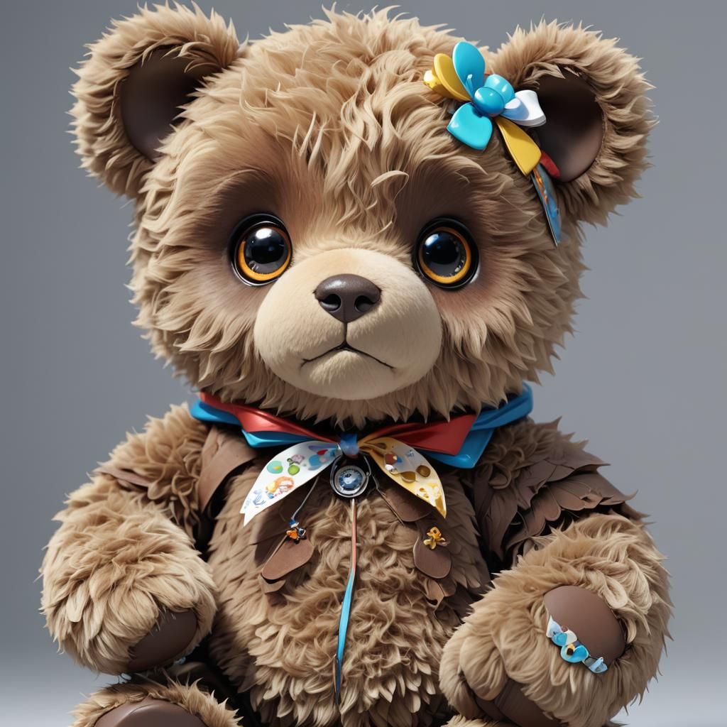 Colorful Teddy Bear in 3D Anime Art