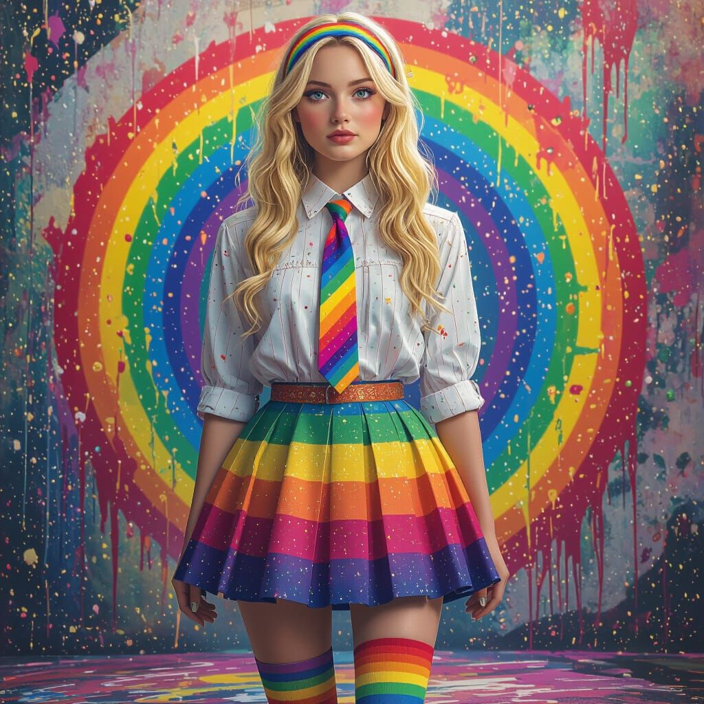 Luna Lovegood in Vibrant Rainbow Outfit