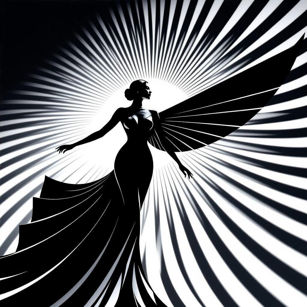 Celestial Lady in High Contrast with Sharp Shadows