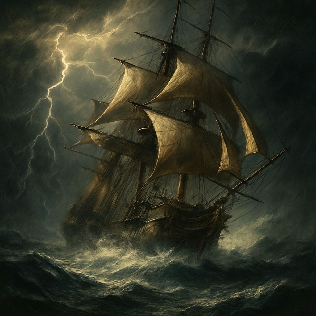 Galleon Sailing Through a Stormy Sea