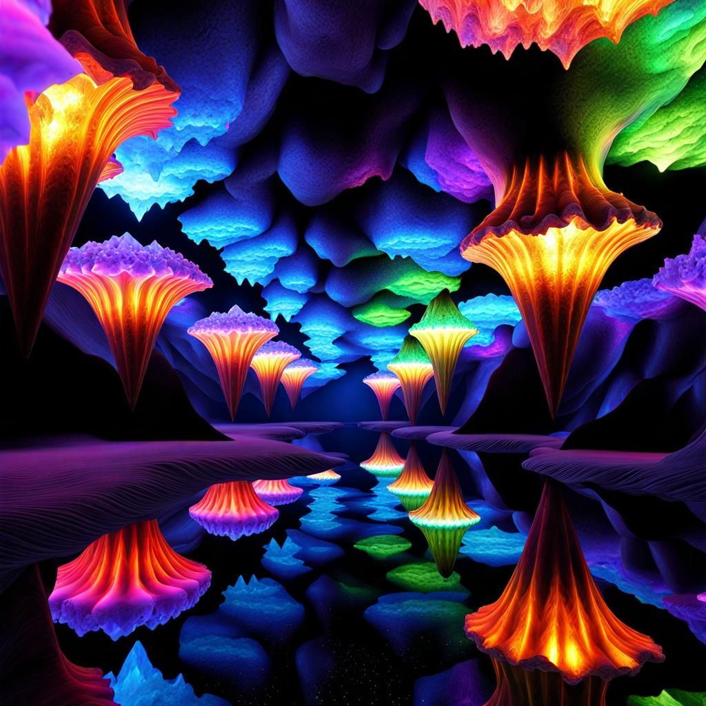 Awe Inspiring Crystal Cave with Fractal Lights