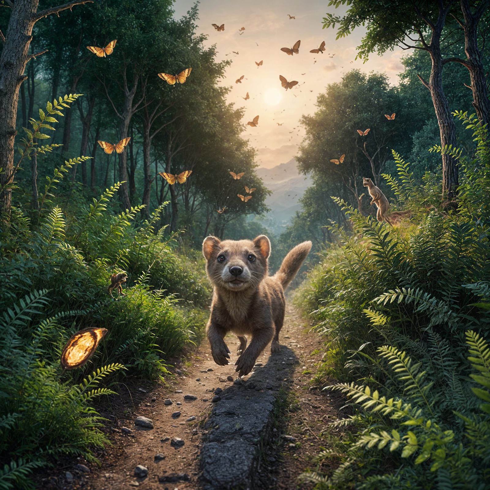 Weasel at Dusk: Detailed Matte Painting