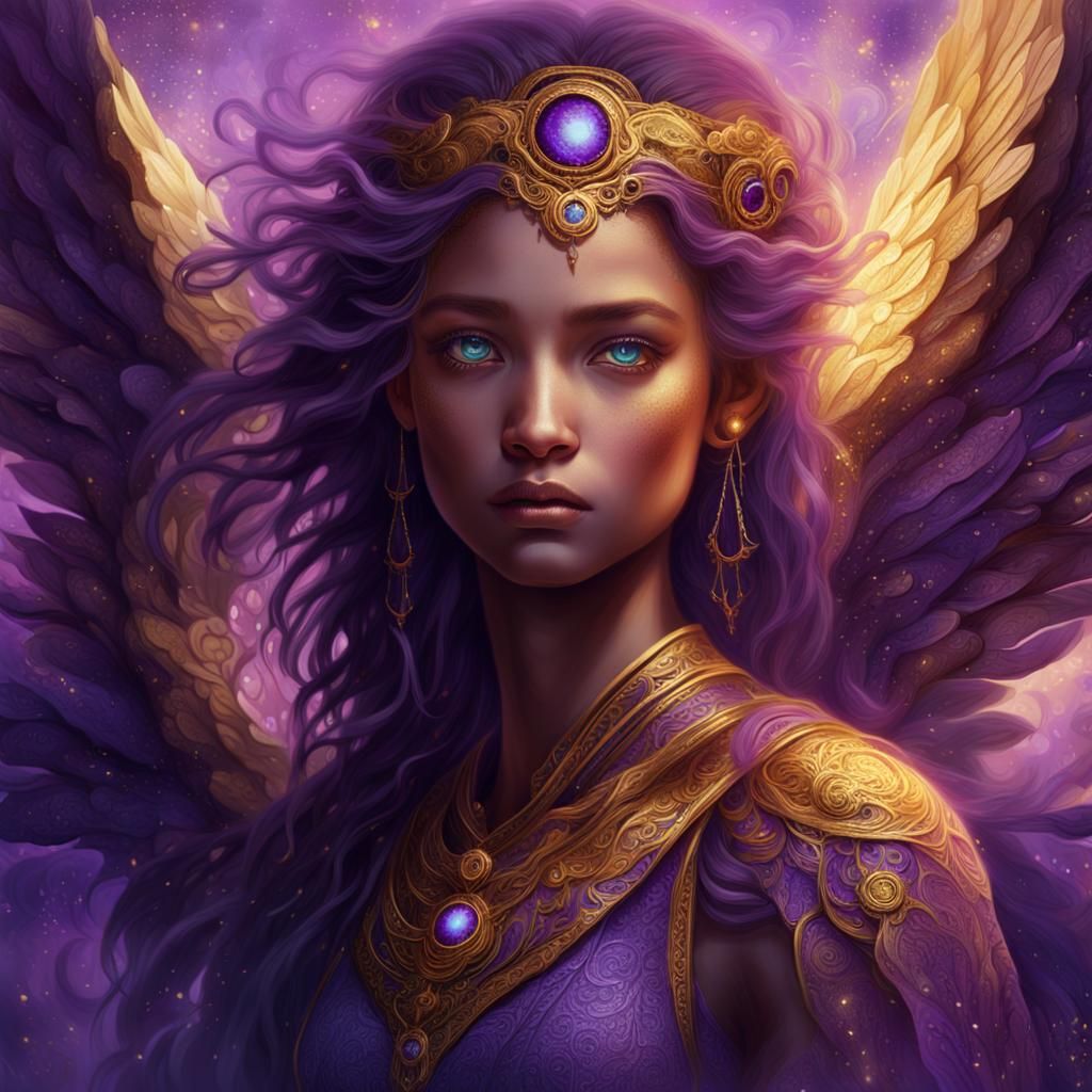 Intense Violet Angel Eyes in Digital Fantasy Art
