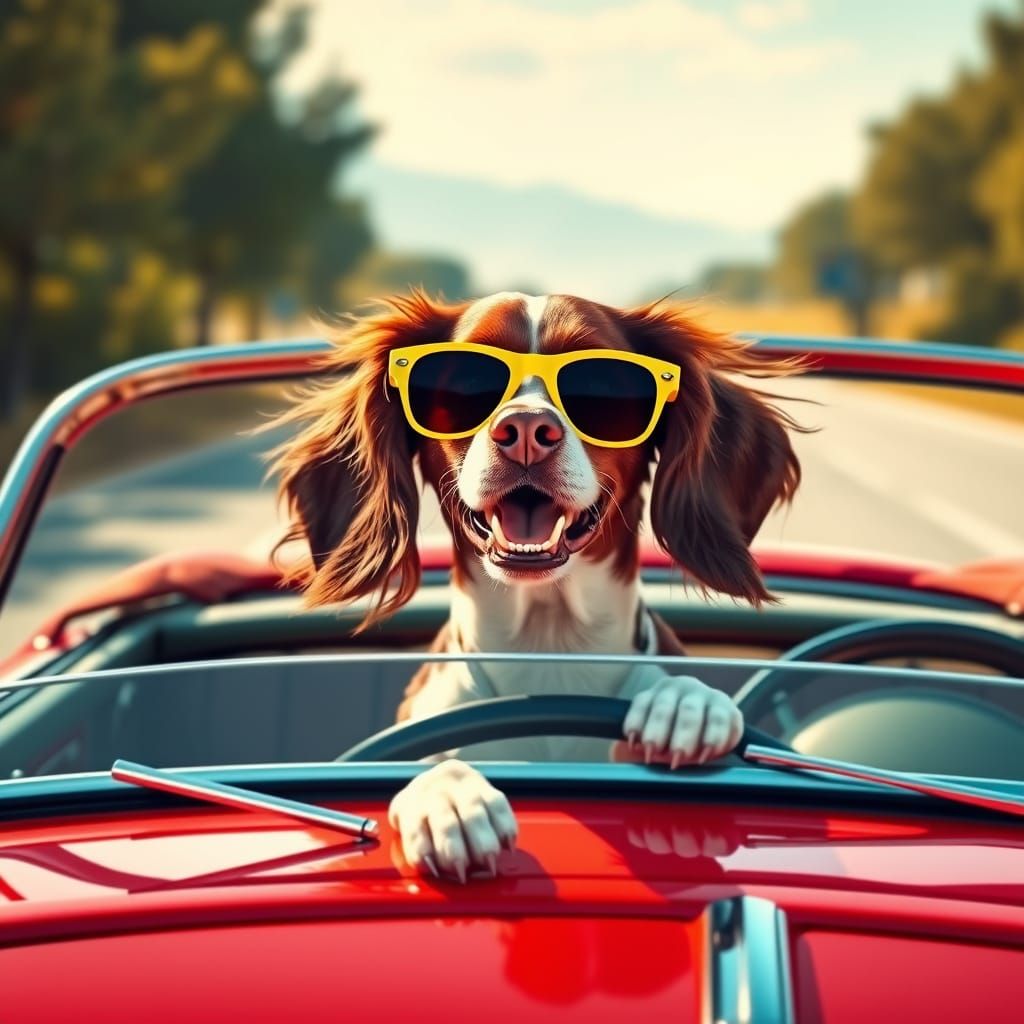 Sunny Day Convertible Cruise in Retro Style