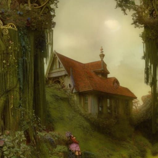 Overgrown Farmhouse in Maximalist Storybook Style