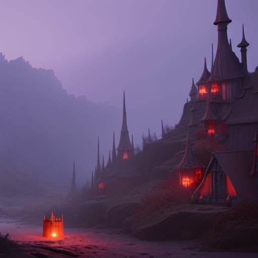 Fantastical Halloween Town Concept Art