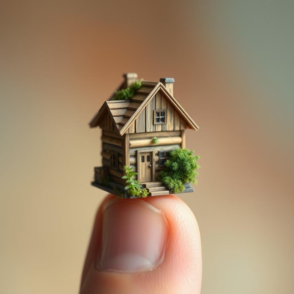 Tiny House on Fingertip: Hyperrealistic Miniature World