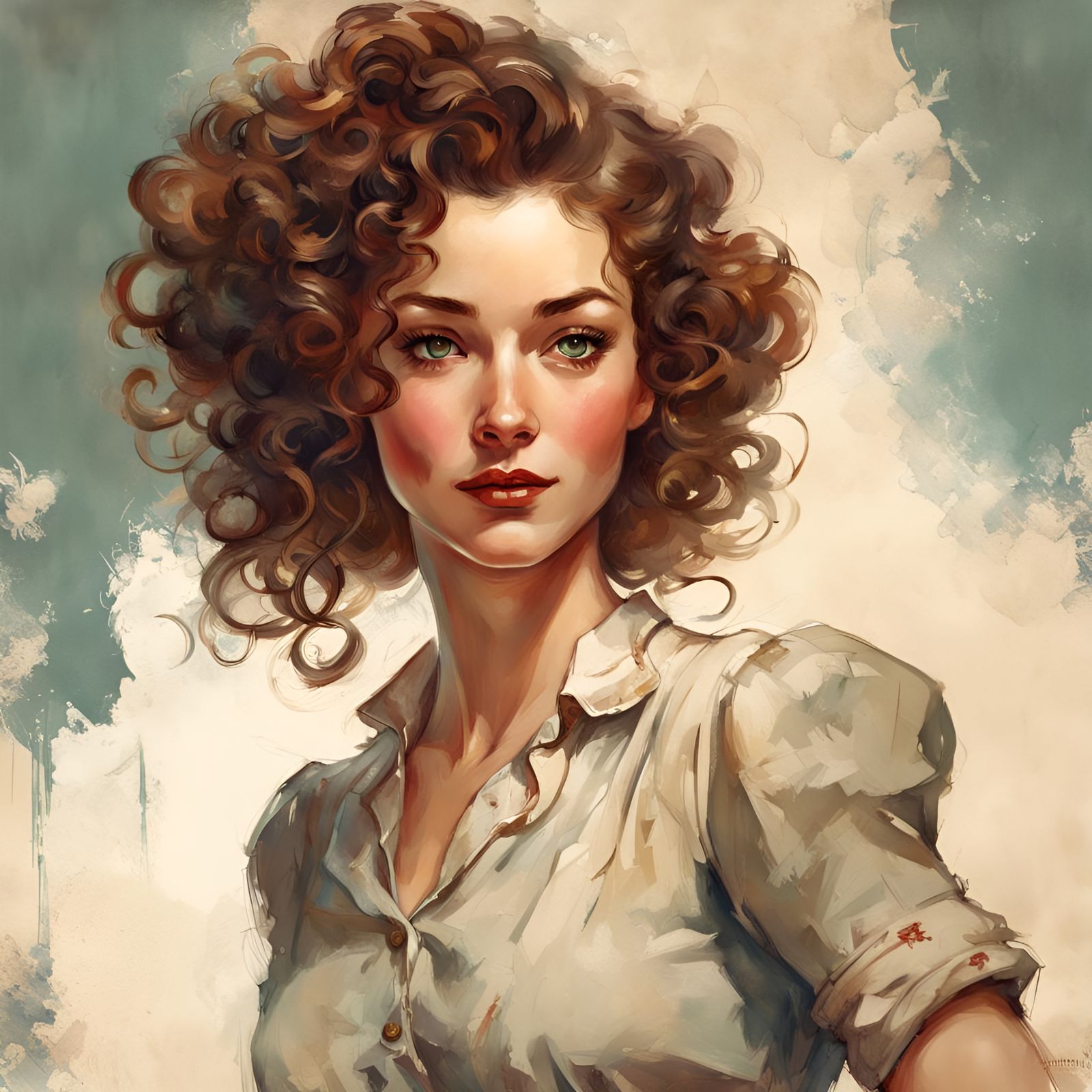 Gorgeous Woman Portrait in Digital Illustration Style