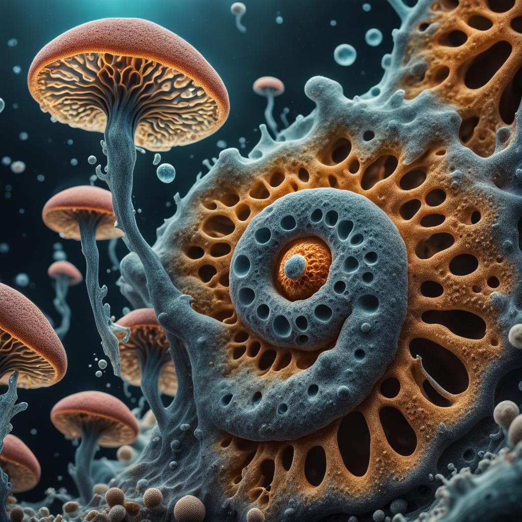 Intricate Amoeba Division in Microscopic Hyperrealism