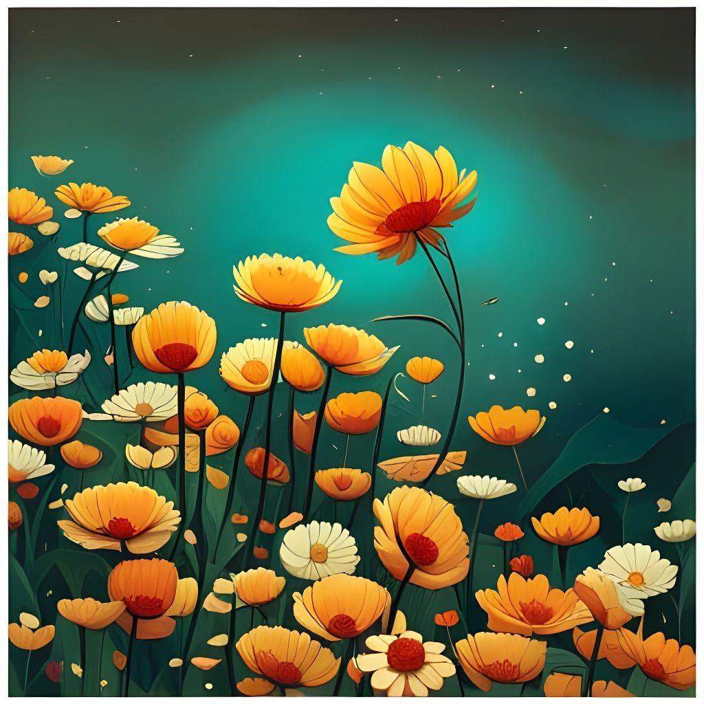 Surreal Flowers in Bleak Silence: Digital Art