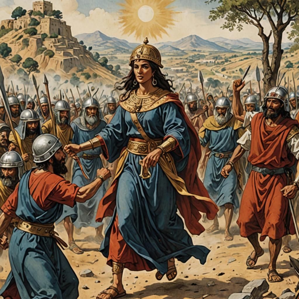 Deborah Defeats Canaanites in Shin Hanga Style