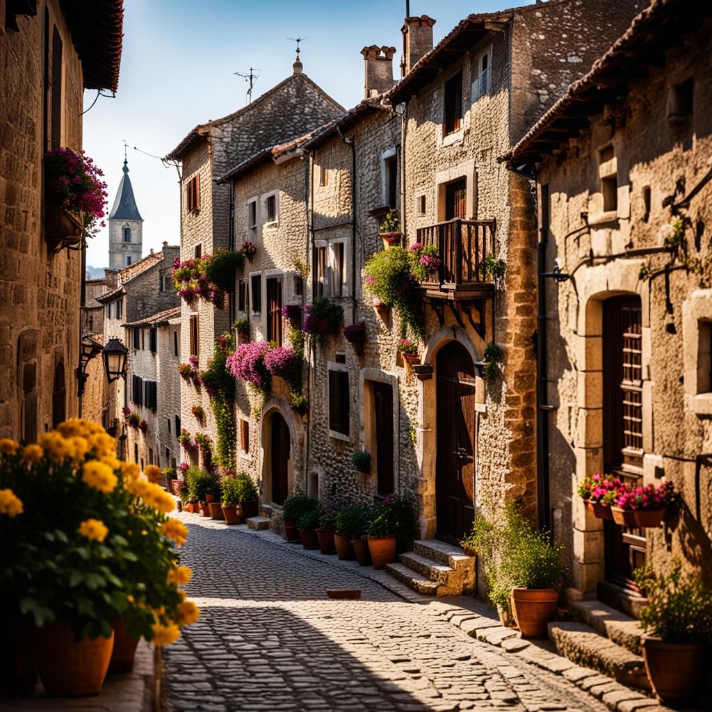 Medieval Village Photography with Donjon and Balconies