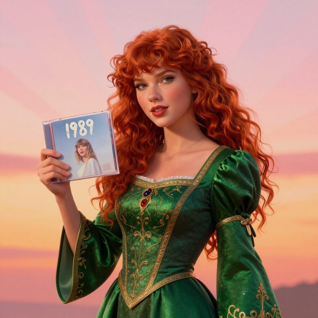 Princess Merida Holds Taylor Swift 1989 CD in 3D Art