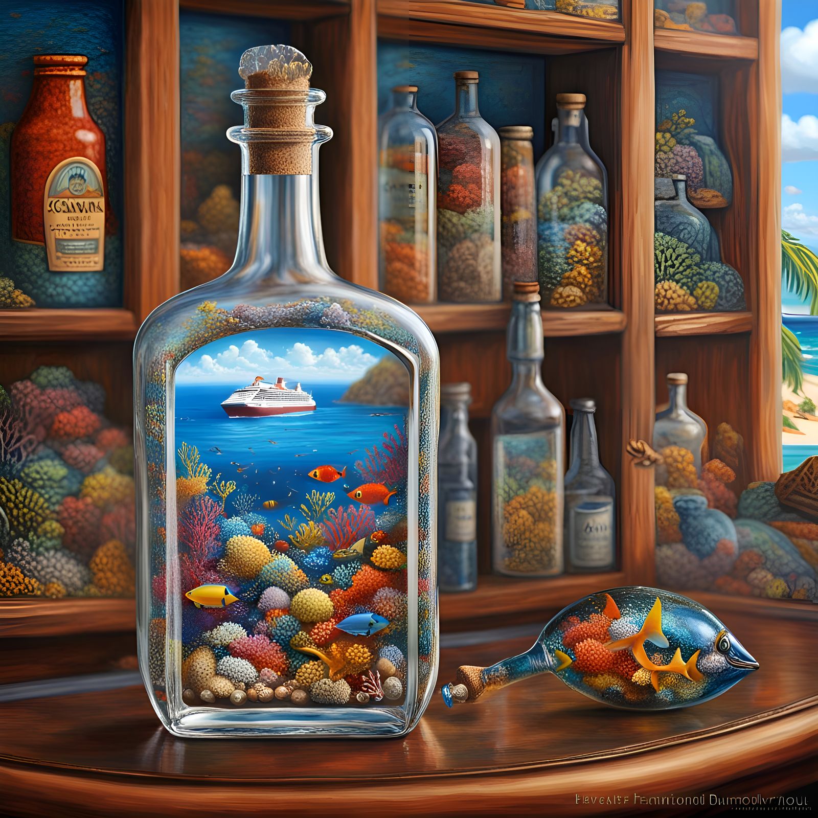 Cruise Ship in a Bottle: Maui Seascape